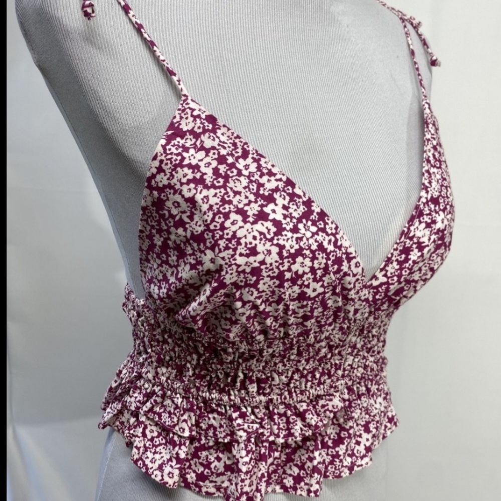 Sim & Sam Floral Purple Smocked Tank Top – Size XL